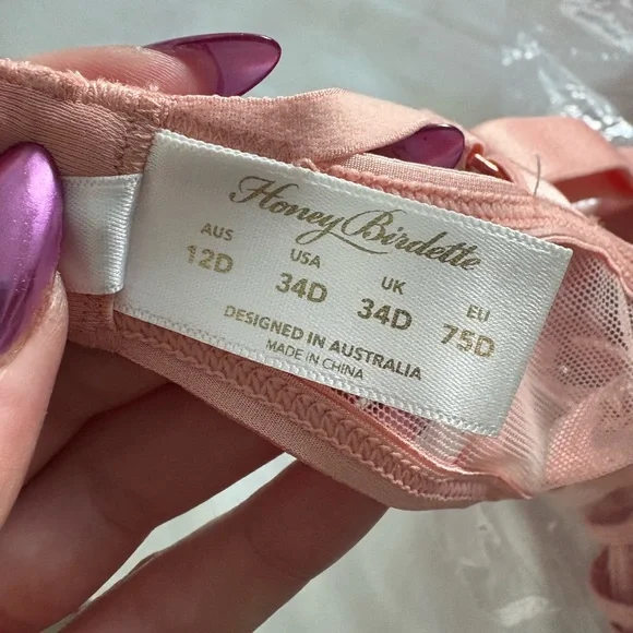 Honey Birdette Jerry Bra, Brief, and garter Blush Pink Bra Full Set - Picture 11 of 12